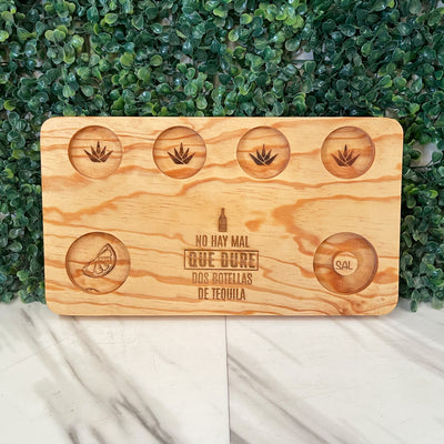 Tabla Tequilera Mezcalera para Shots (Rectangular) - Madera de Pino Estufada