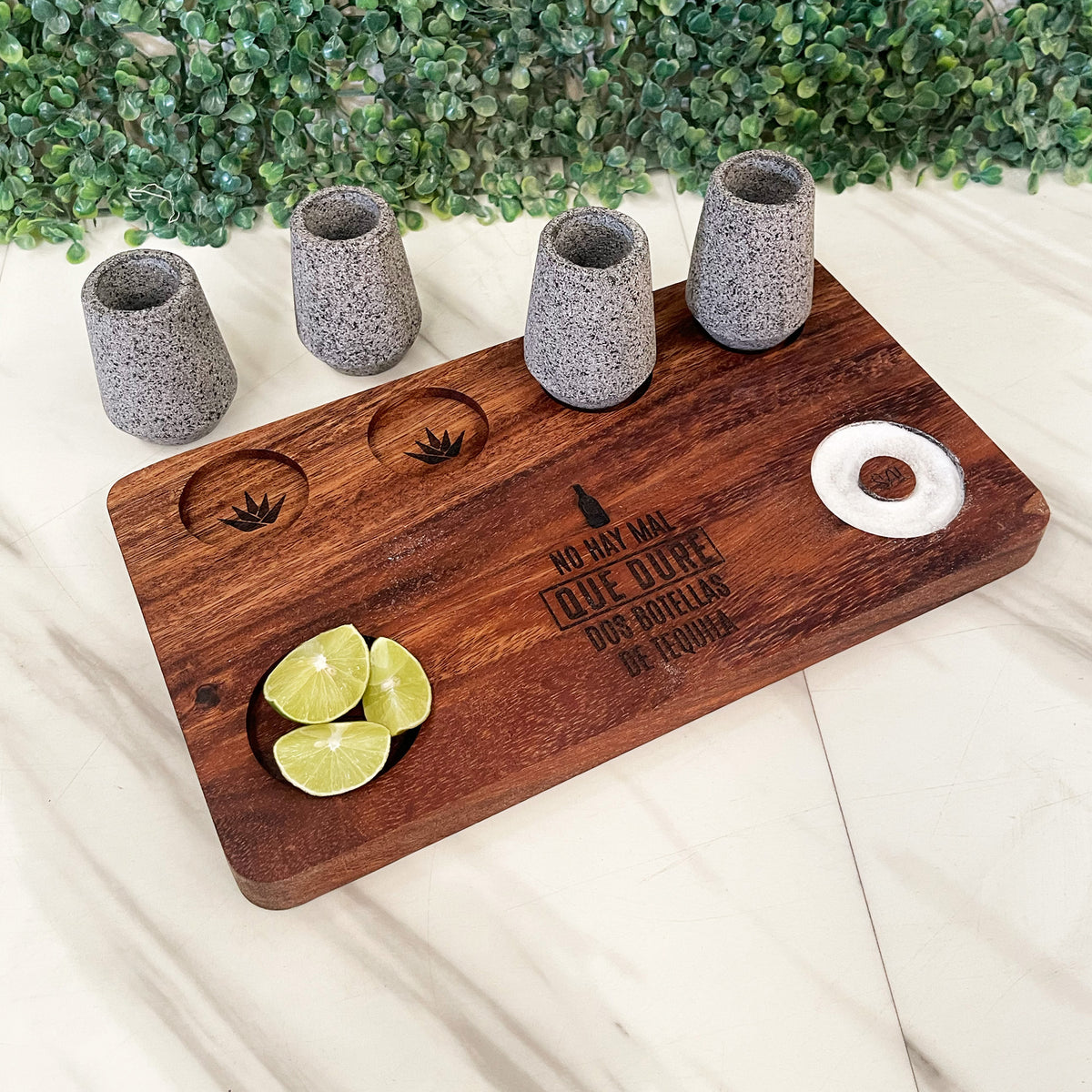 Kit De 4 Tequileros De Piedra Volcánica | Caballitos | Shots