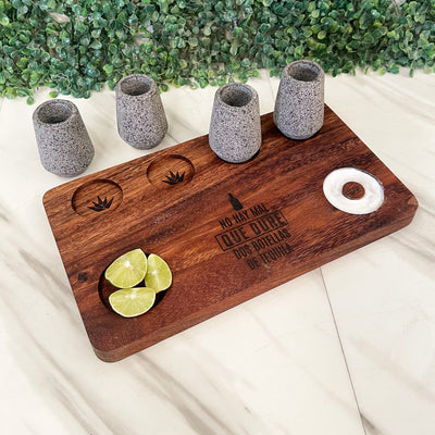 Kit De 4 Tequileros De Piedra Volcánica | Caballitos | Shots