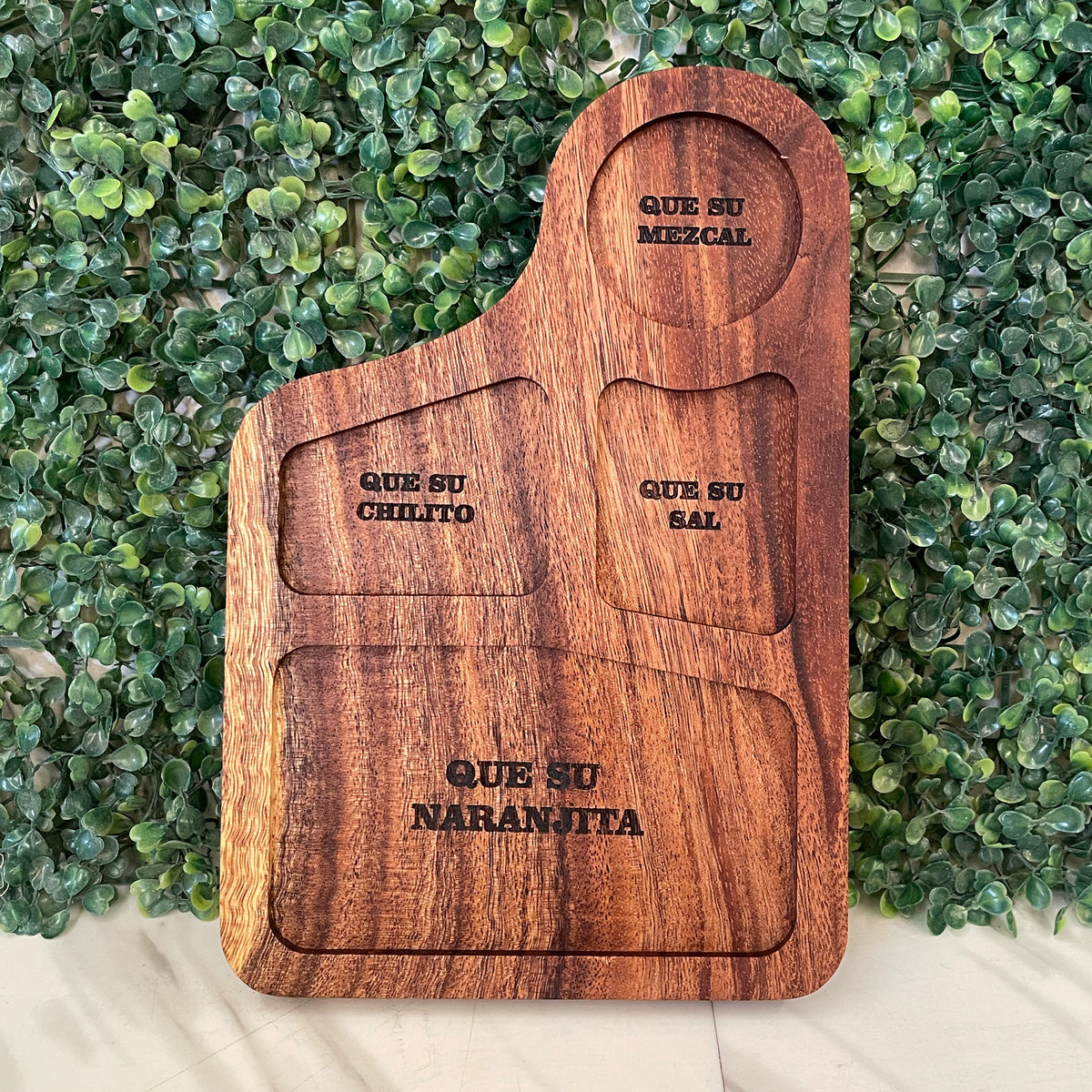 Tabla Botanera Mezcalera para Shots - Premium Madera Estufada de Parota