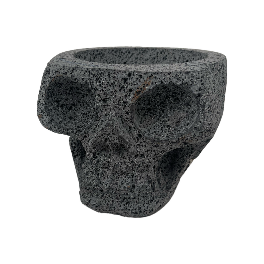 Molcajete en Forma de Cráneo de Piedra Volcánica Modelo 2