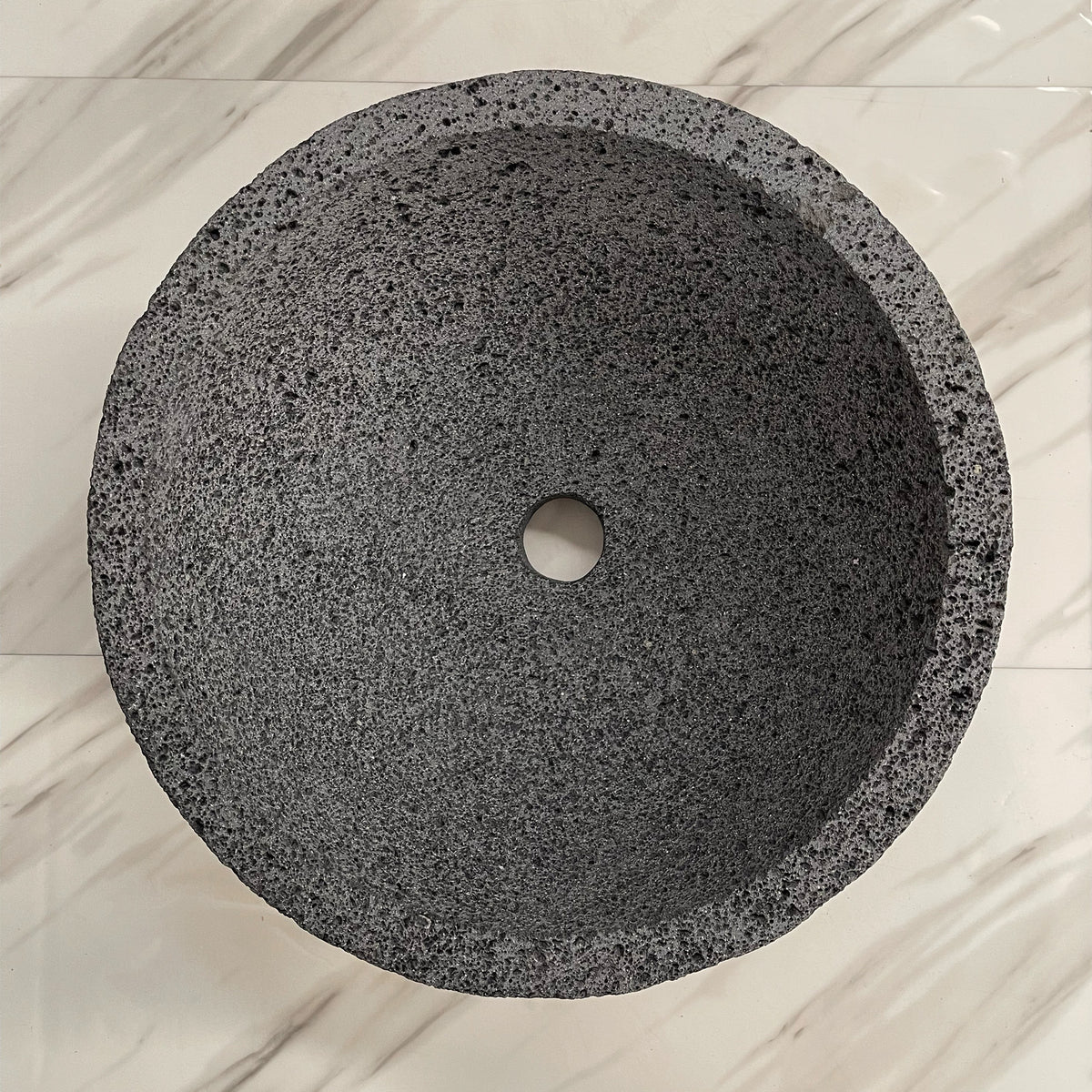 Lavabo Ovalin Artesanal De Piedra Volcánica 35cm Diámetro