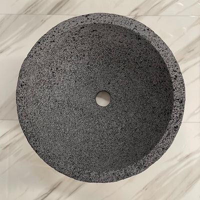 Lavabo Ovalin Artesanal De Piedra Volcánica 35cm Diámetro
