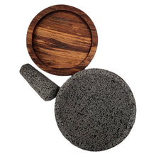 Cargar imagen en el visor de la galería, Remate - Molcajete de Piedra Volcánica con Base (Grande) - Calli 8"
