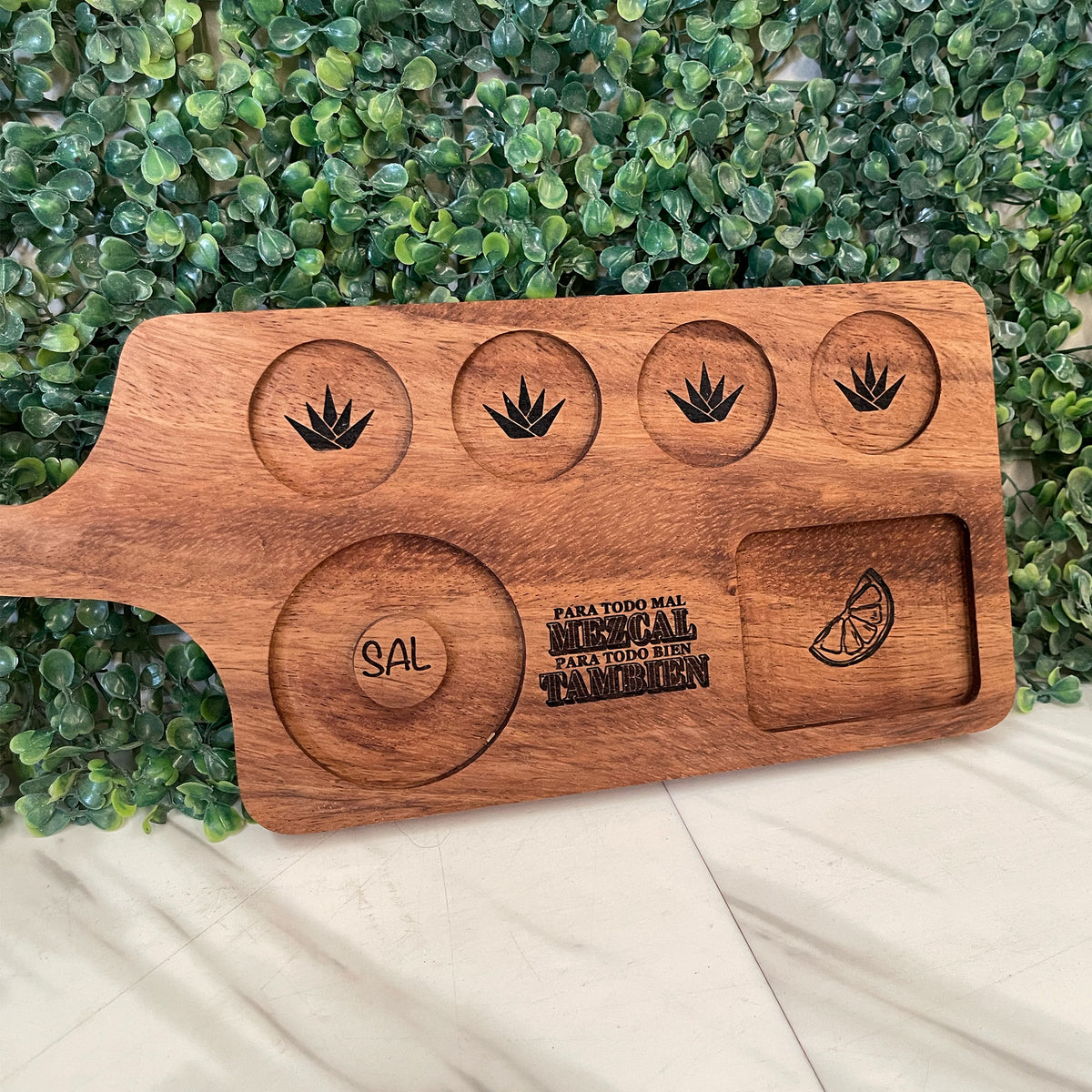 Tabla Tequilera Mezcalera Con Mango - Madera de Parota