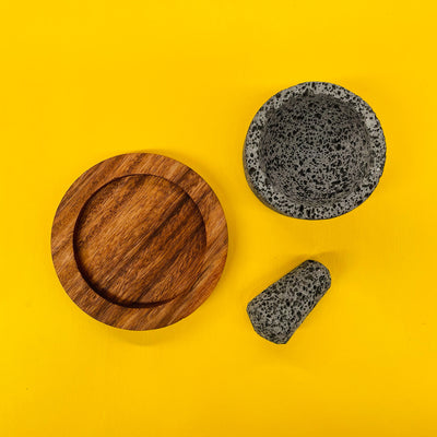 Mortero Piedra Volcánica para Especias Con Base - Calli 4" (10cms)