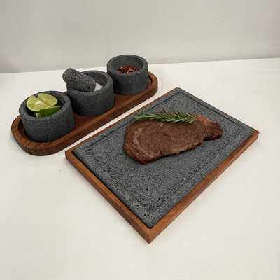 Plato de Piedra Volcánica con Base - Caxit