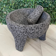Load image in gallery viewer, Molcajete Tradicional de Piedra Volcánica, con Base y Tapa
