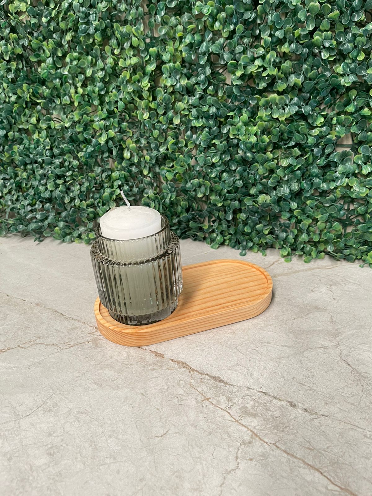 Mini Charola de pino ovalada (para velas / vasos)