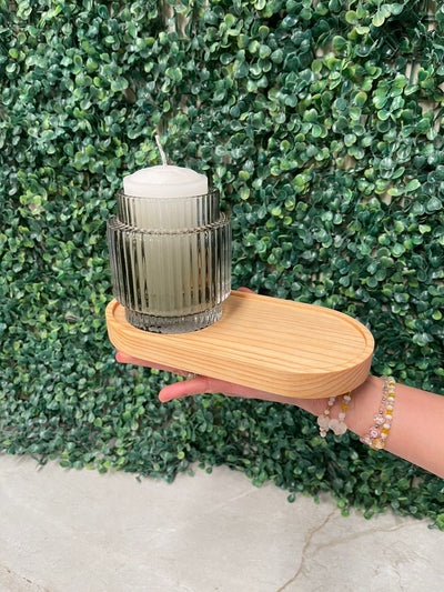 Mini Charola de pino ovalada (para velas / vasos)