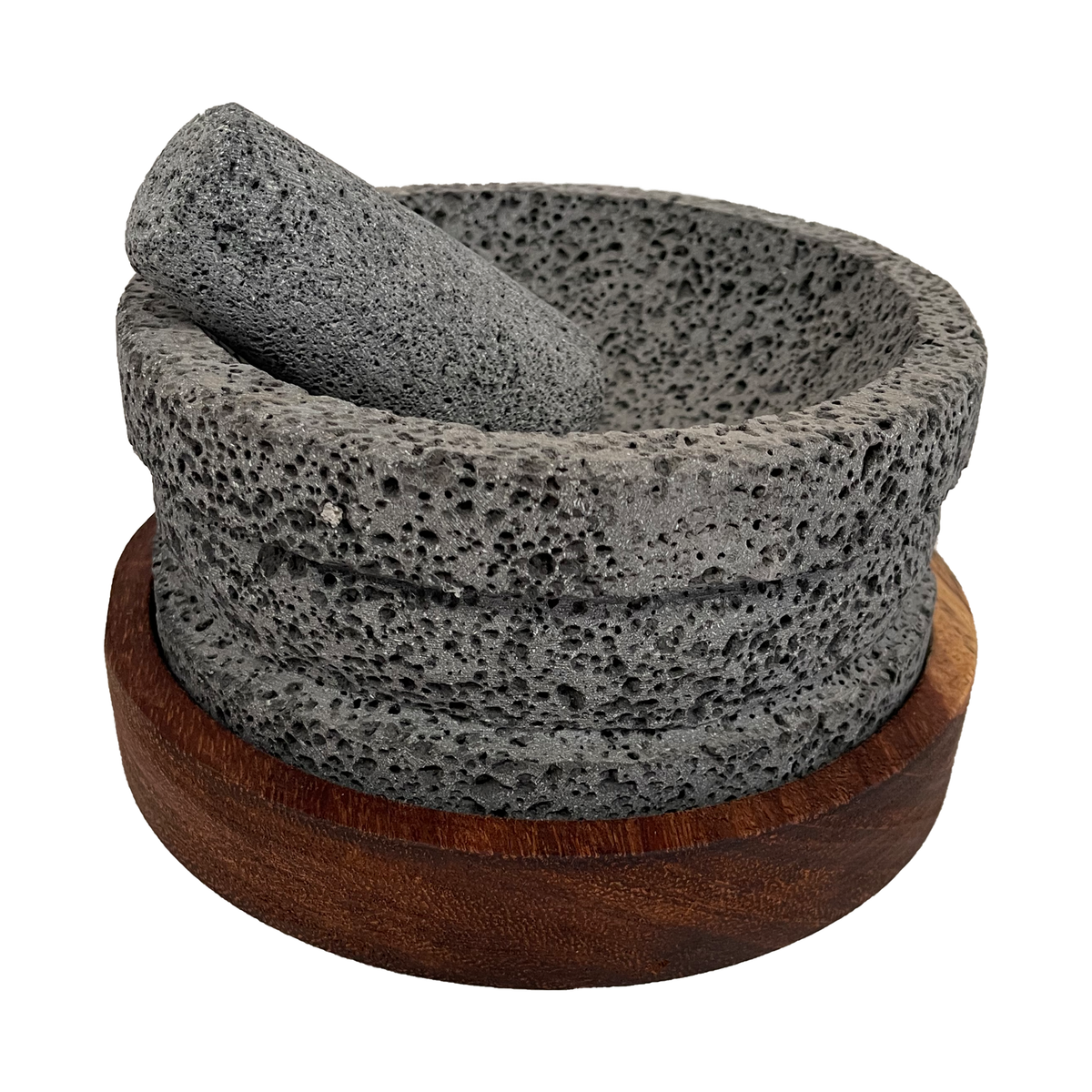 Molcajete de Piedra Volcánica Circular con Escalón (20cms) - Alaxtic